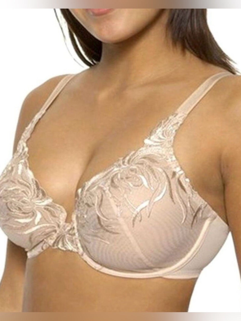 Wacoal Women’s 85579 Beguiling Full Figure Underwire 38D Natural Nude Sheer